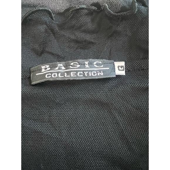 Y2K Basic Collection Front Double Mesh Black Collar Bone Cut Longsleeve Size L - Picture 3 of 3